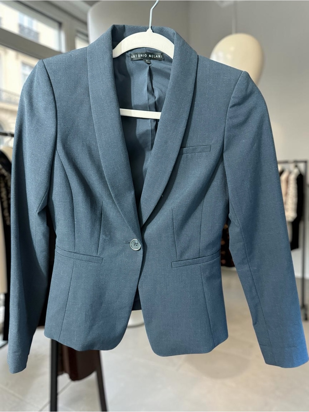 Antonio Melani Blazer Womens Size 0 Gray One Button Career Jacket Tailored